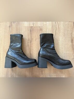 Call It Spring Vegan Black Chunky Heel Boots